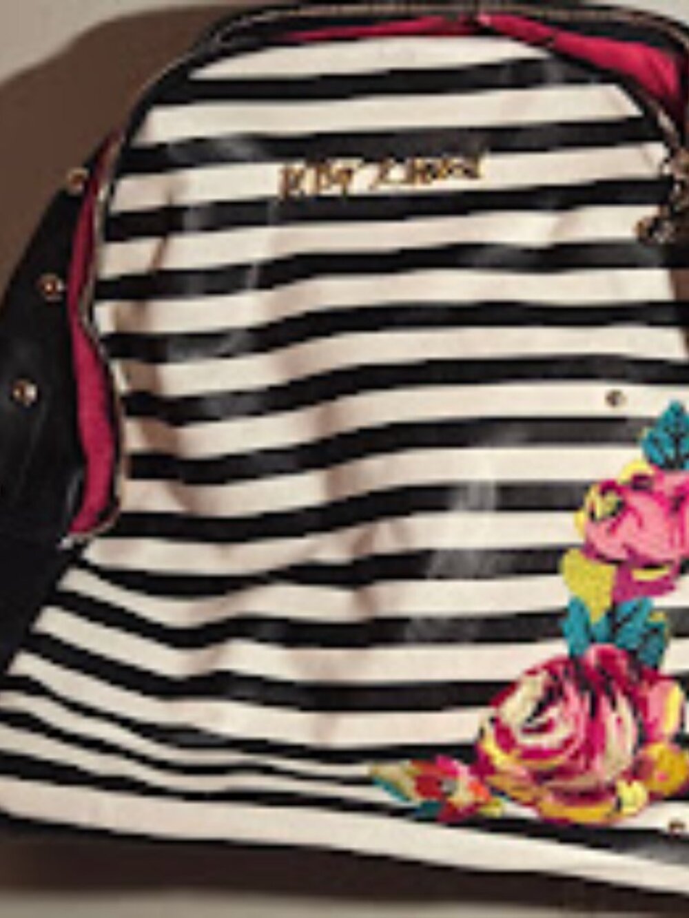 NWT Betsey Johnson Embroidered Rose Striped Backpack – Floral Daypack